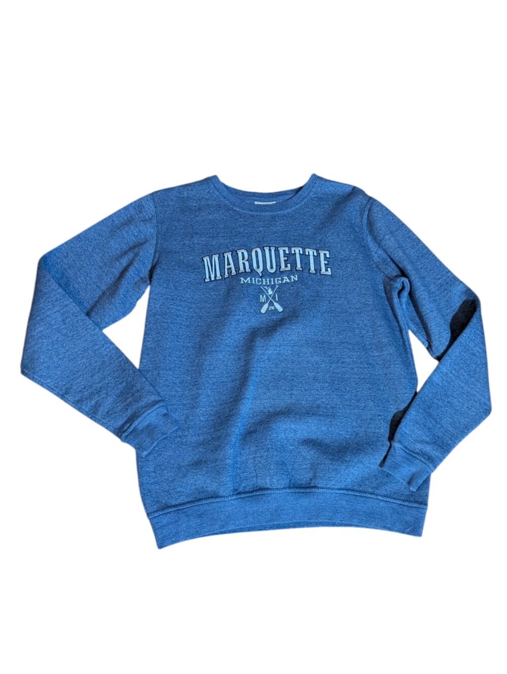 Marquette Michigan blue Crewneck Fleece Sweatshirt Casual Normcore NWOT Sz S - Picture 6 of 7